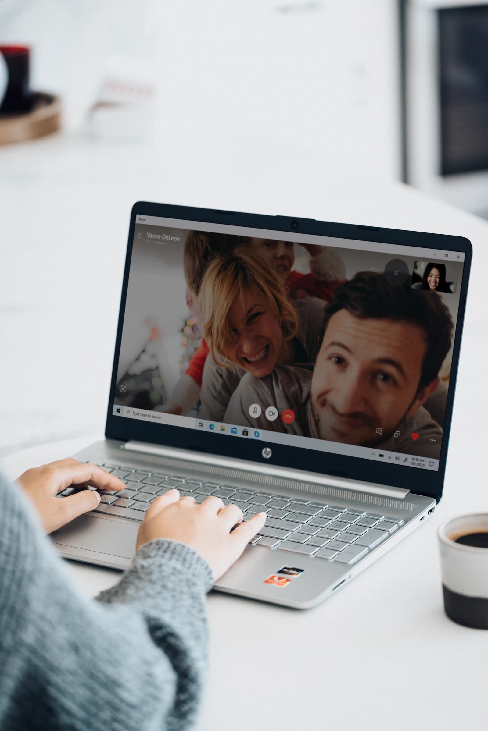 A video call on a laptop